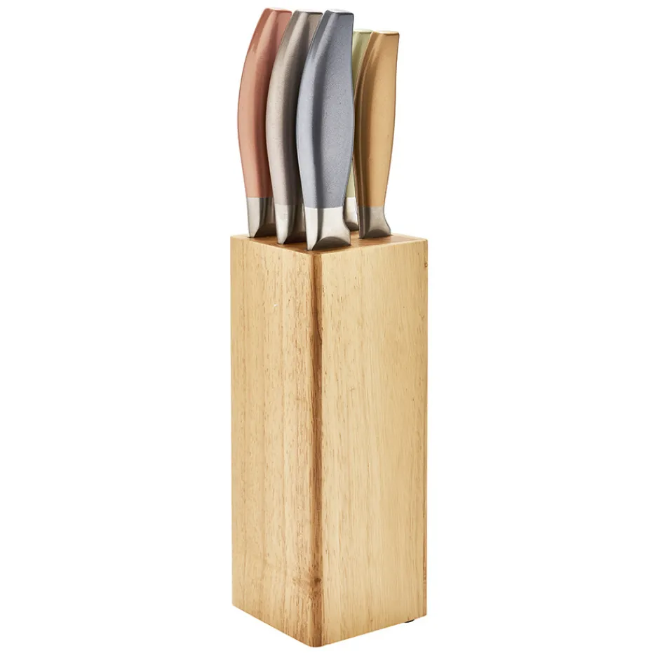 New Pradel France Bloc 5 couteaux métallisés