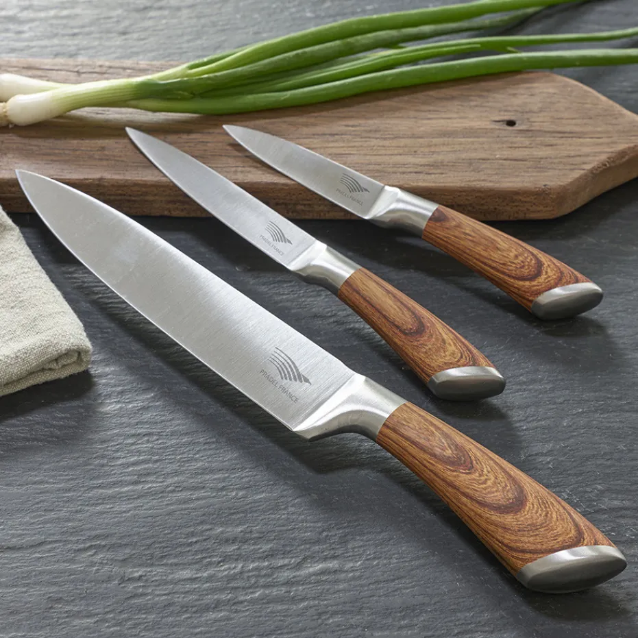 Online Pradel France Coffret 3 couteaux tout inox effet bois