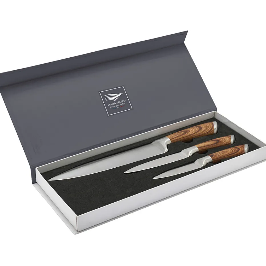 Online Pradel France Coffret 3 couteaux tout inox effet bois