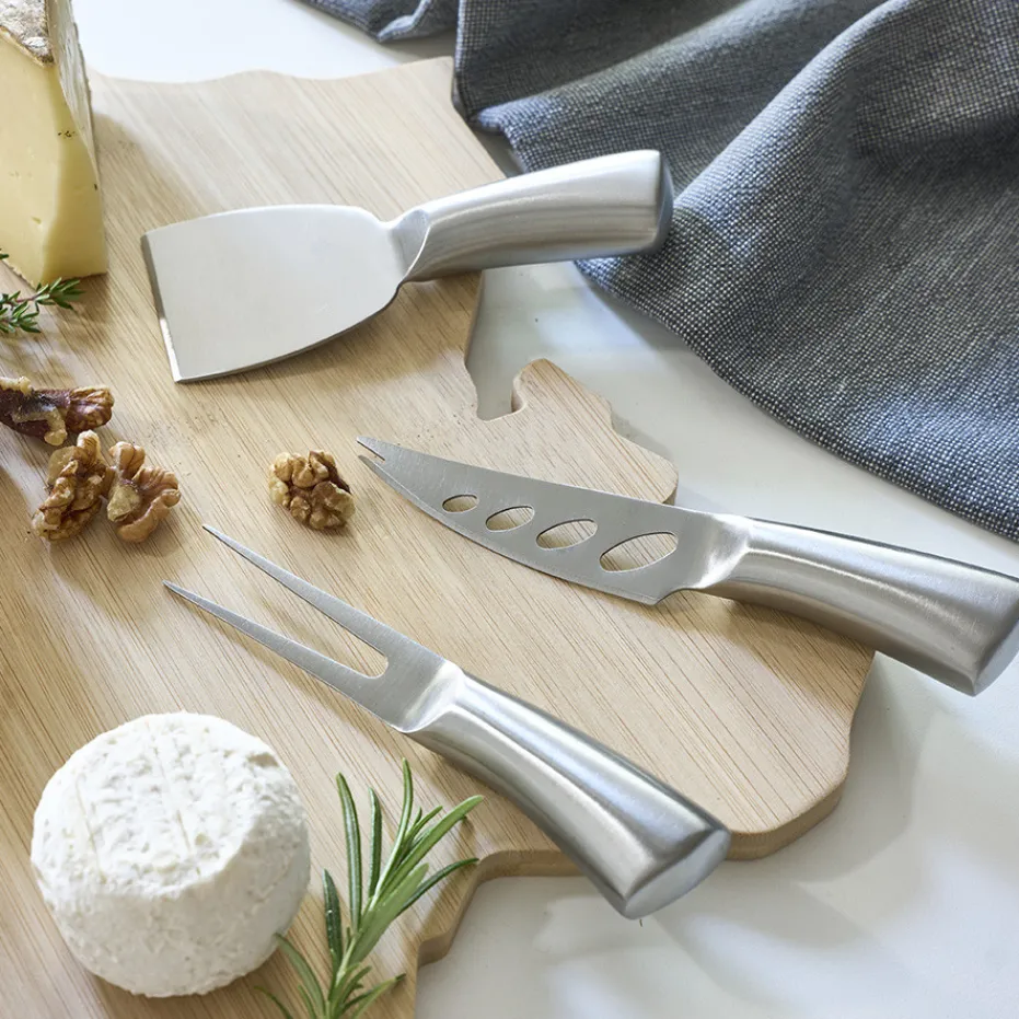 Outlet Pradel France Lot de 3 couteaux à fromage tout inox
