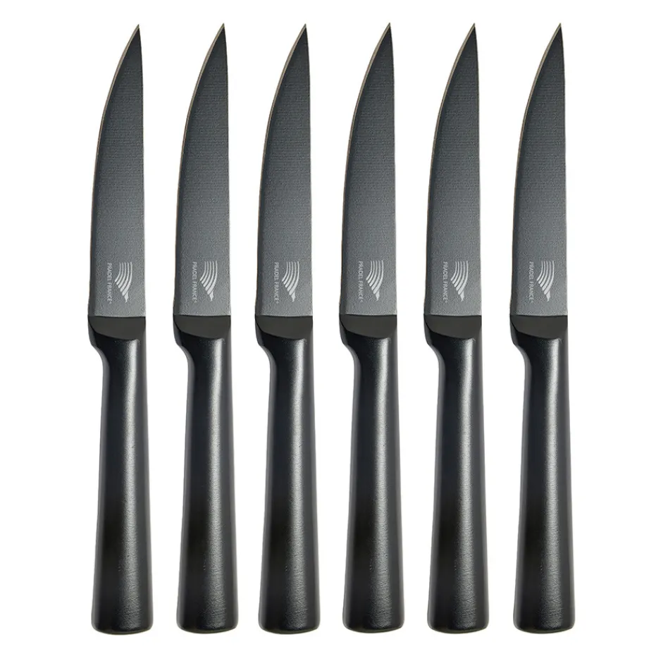 Sale Pradel France Lot de 6 couteaux à steak tout inox noir