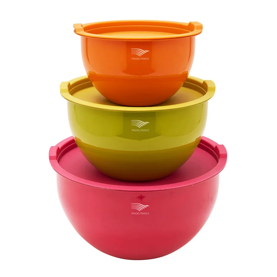 Cheap Pradel France Lot de 3 saladiers inox multicolores avec couvercles