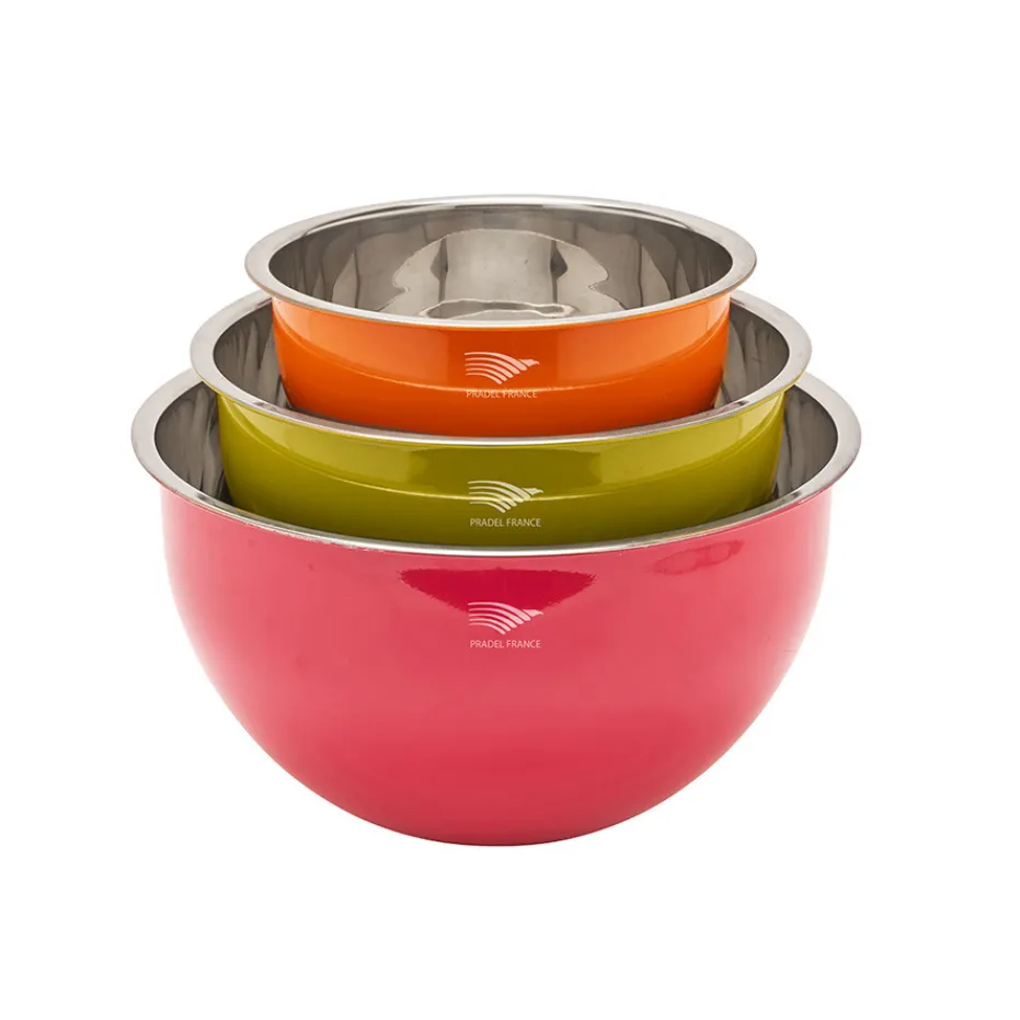 Cheap Pradel France Lot de 3 saladiers inox multicolores avec couvercles