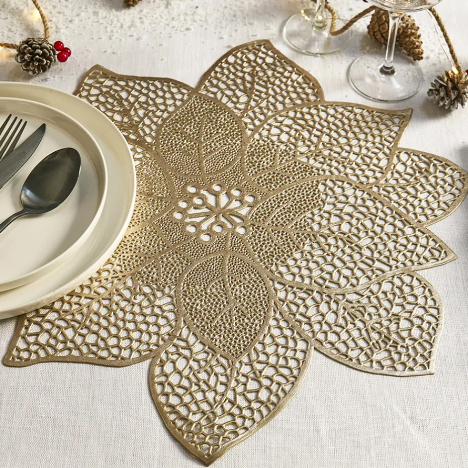 New Pradel France Lot de 6 sets de table forme poinsettia