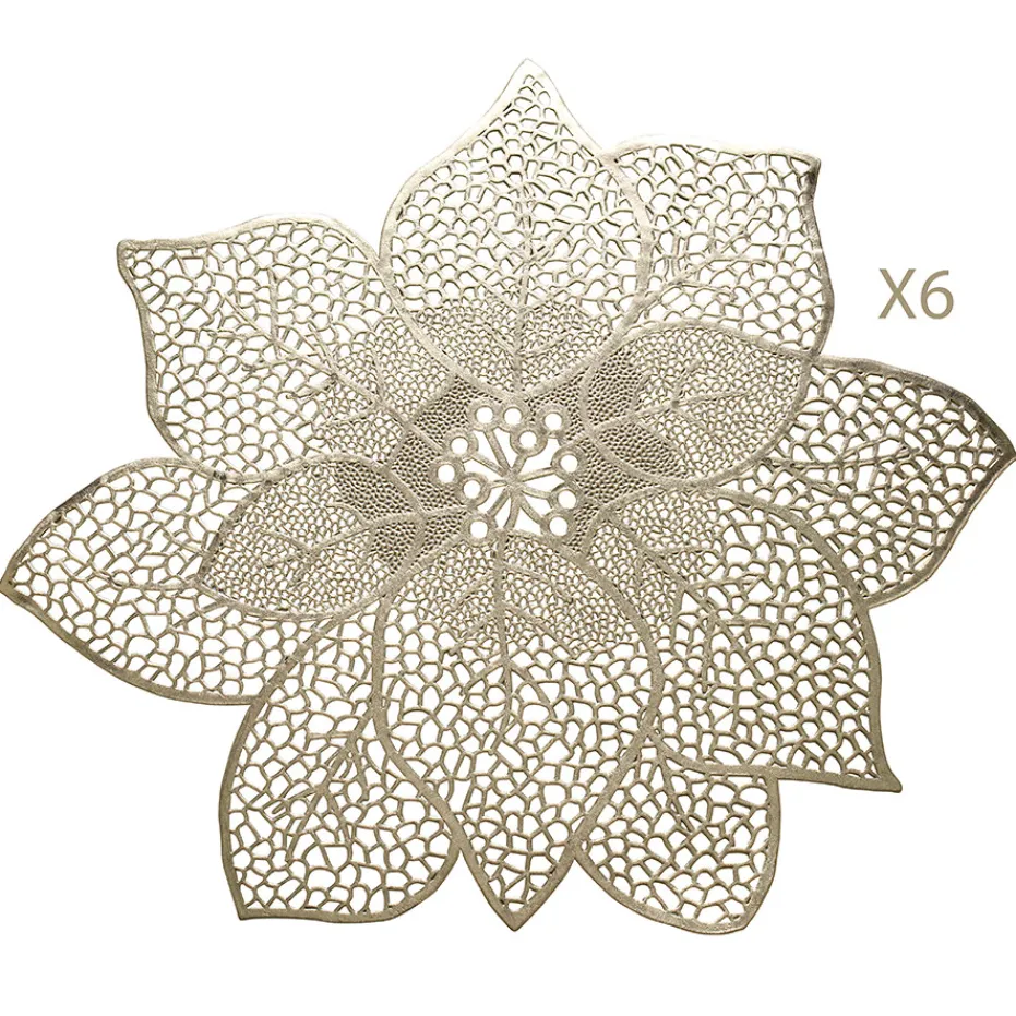 New Pradel France Lot de 6 sets de table forme poinsettia